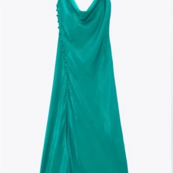 Zara Teal Maxi Dress with Spaghetti Straps - Picture 9 of 9